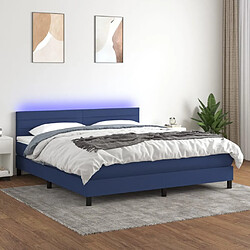 Sommier à lattes LED,Cadre à lattes de lit avec matelas pour Adulte Bleu 160x200 cm Tissu -MN77673