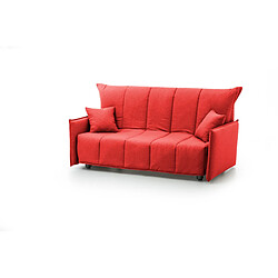 Autrement Talamo Italia Canapé-lit 3 places Paola, Canapé de salon, Ouverture chariot, Fabriqué en Italie, en tissu rembourré, avec accoudoirs standard, Cm: 190x90h85, Couleur rouge