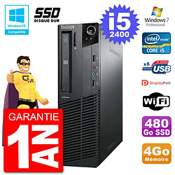 PC Lenovo ThinkCentre M82 SFF i5-2400 RAM 4Go SSD 480Go Graveur DVD Wifi W7 · Occasion 