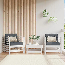 Maison Chic Lot de 2 Chaises de jardin,Fauteuil d'extérieur blanc bois massif de pin -MN98513