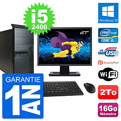 PC Tour Lenovo M91p Ecran 27" Intel i5-2400 RAM 16Go Disque 2To Windows 10 Wifi · Occasion 