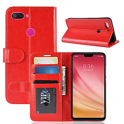 Etui en PU rouge pour votre Xiaomi Mi 8 Lite/Mi 8 Youth (Mi 8X)