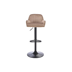 Avis Vente-Unique Lot de 2 tabourets de bar en velours et métal noir - Hauteur réglable - Beige - ELEANA