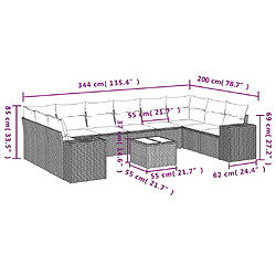 Avis vidaXL Salon de jardin 11 pcs avec coussins gris clair résine tressée