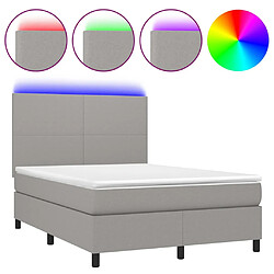 vidaXL Sommier à lattes de lit et matelas et LED Gris clair 140x200 cm