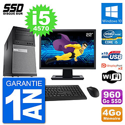 PC Tour Dell 9020 Ecran 22" Intel Core i5-4570 RAM 4Go SSD 960Go Windows 10 Wifi - Occasion