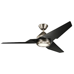 Elstead Lighting Ventilateur de plafond de 152 cm avec lumière LED à intensité variable 3000 K, étain antique, télécommande 