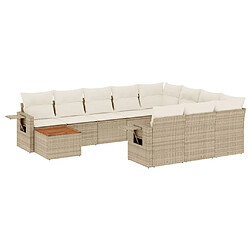 Maison Chic Salon de jardin 11 pcs avec coussins, Ensemble Tables et chaises d'extérieur beige résine tressée -GKD404106