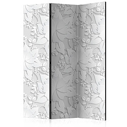 Decoshop26 Paravent 3 volets panneaux cloison séparateur de pièce pliable recto verso Room divider – Flowers I 135x172 cm PAR110755