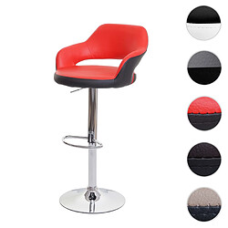 Mendler Tabouret de bar HWC-F16, tabouret pivotant, avec dossier simili cuir ~ rouge-noir