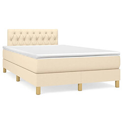 Maison Chic Lit adulte- Lit + matelas + LED,Sommier à lattes de lit matelas et LED crème 120x190 cm tissu -GKD48727