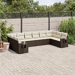 Maison Chic Salon de jardin 10 pcs avec coussins, Ensemble Tables et chaises d'extérieur marron résine tressée -GKD151072