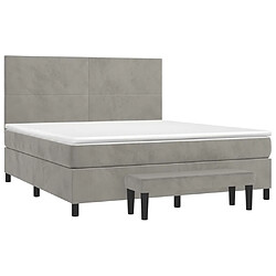 Avis Maison Chic Lit Adulte - Lit simple Lit à sommier tapissier et matelas moelleux - Meuble de Chambre - Gris clair 160x200cm Velours -MN22585