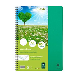 Clairefontaine Cahier recyclé Forever Premium A4 - ligné - 120 pages - Lot de 5 Cahier recyclé Forever Premium A4 - ligné - 120 pages - Lot de 5 - Vert - CLAIREFONTAINE