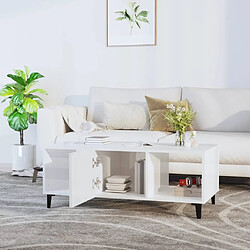 Avis Maison Chic Table basse,Table Console Table d'appoint, Table pour salon Blanc brillant 102x50x40 cm Bois d'ingénierie -MN83024