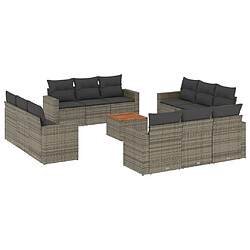 Maison Chic Salon de jardin avec coussins 13 pcs, Ensemble Tables et chaises de jardin, gris résine tressée -GKD424064