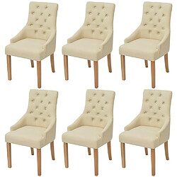 Maison Chic Lot de 6 Chaises à manger,Chaise pour cuisine crème tissu -MN59131