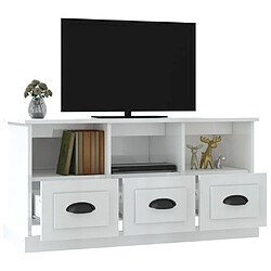 Maison Chic Meuble TV scandinave - Banc TV pour salon blanc brillant 100x35x50 cm bois d'ingénierie -MN74228 pas cher