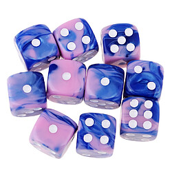 Dés de jeu à 6 faces Dés de 16mm pour les jeux de société et l'enseignement des mathématiques rose + bleu