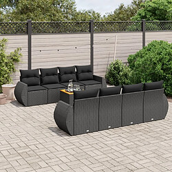 Maison Chic Ensemble Tables et chaises d'extérieur 9 pcs avec coussins,Salon de jardin noir résine tressée -GKD212872