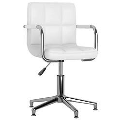 vidaXL Chaise pivotante de salle à manger Blanc Similicuir 