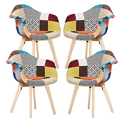 Home Design International Lot de 4 Chaises Patchwork avec Accoudoirs