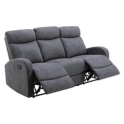 Avis Vente-Unique Canapé 3 places relax en tissu gris EVELYN