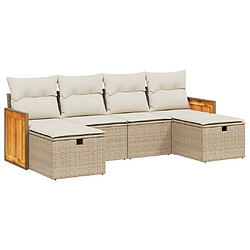 vidaXL Salon de jardin avec coussins 6 pcs beige résine tressée