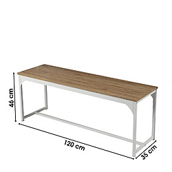 Toilinux Banc d'intérieur Casa Blanca en Panneaux de particules et Métal - H.46cm x L.120 cm - Beige et Blanc