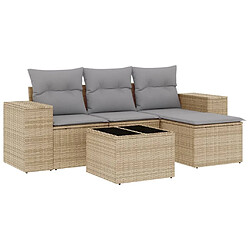 vidaXL Salon de jardin avec coussins 5 pcs beige résine tressée