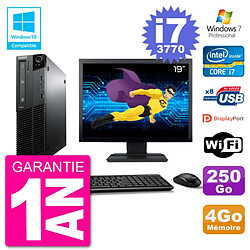 PC Lenovo M82 SFF Ecran 19" i7-3770 RAM 4Go Disque 250Go Graveur DVD Wifi W7 - Occasion