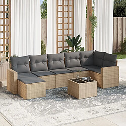 Maison Chic Salon de jardin avec coussins 8 pcs | Ensemble de Table et chaises | Mobilier d'Extérieur beige résine tressée -GKD76081