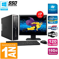 PC HP Compaq Pro 6300 SFF I7-3770 16Go 120Go SSD Graveur DVD Wifi W7 Ecran 27" · Occasion 