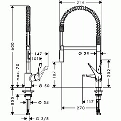 mitigeur évier - cento xxl - avec douchette extractible - hansgrohe 14806000