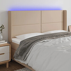 Maison Chic Tête de lit moderne à LED lumineuse pour chambre - Décoration de lit Cappuccino 183x16x118/128 cm Similicuir -MN17796