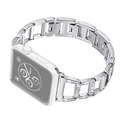 Wewoo Bracelet de montre en acier inoxydable coloré avec diamants pour Apple Watch séries 5 et 4 44 mm / 3 et 2 et 1 42 mm Argent 