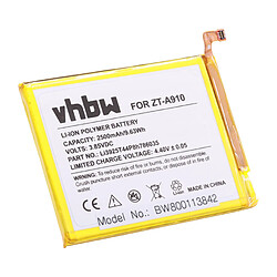 vhbw Li-Polymère batterie 2500mAh (3.85V) pour téléphone portable mobil smartphone ZTE BA910 