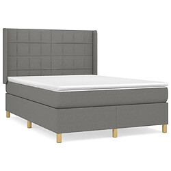 vidaXL Sommier à lattes de lit avec matelas Gris foncé 140x190cm Tissu