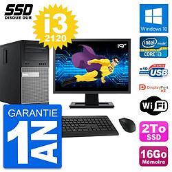 PC Tour Dell OptiPlex 9010 Ecran 19" i3-2120 RAM 16Go SSD 2To Windows 10 Wifi · Occasion 