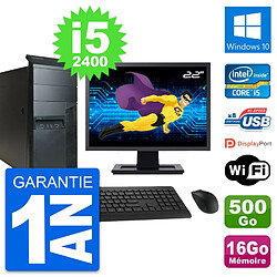 PC Tour Lenovo M91p Ecran 22" Core i5-2400 RAM 16Go Disque 500Go Windows 10 Wifi - Occasion