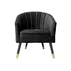 LEITMOTIV Fauteuil 1 place en polyester effet velours - Noir