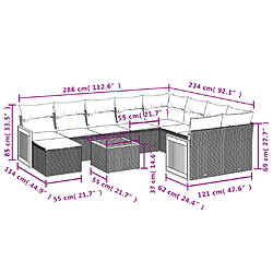 Avis vidaXL Salon de jardin 11 pcs avec coussins beige résine tressée