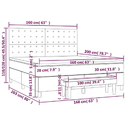 vidaXL Sommier à lattes de lit avec matelas Gris 160x200 cm Similicuir pas cher