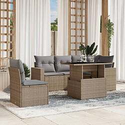 vidaXL Salon de jardin avec coussins 6 pcs beige résine tressée 