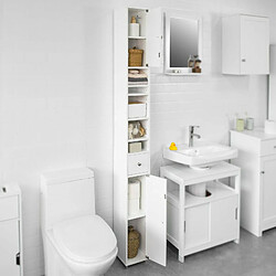 SoBuy BZR34-W Meuble de Rangement Salle d Bain Meuble Colonne Armoire de Toilette Meuble WC