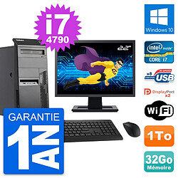 PC Tour Lenovo M83 Ecran 22" Intel i7-4790 RAM 32Go Disque 1To Windows 10 Wifi - Occasion