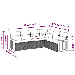 Avis vidaXL Salon de jardin 6 pcs avec coussins noir résine tressée