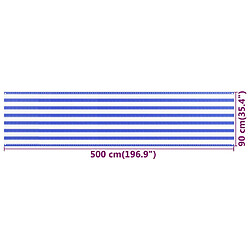 vidaXL Écran de balcon Bleu et blanc 90x500 cm PEHD pas cher