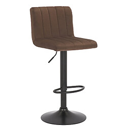 Decoshop26 Lot de 2 tabourets de bar pivotant hauteur réglable assise surpiqué en velours marron et métal noir 10_0004225