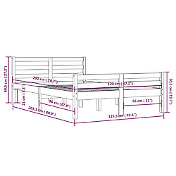 vidaXL Cadre de lit Blanc Bois massif 120x200 cm pas cher